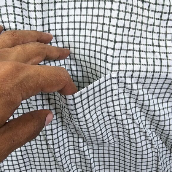 Peter Millar Men's Gray White Checker Long Sleeve Button Up Shirt Size XL - Picture 6 of 13